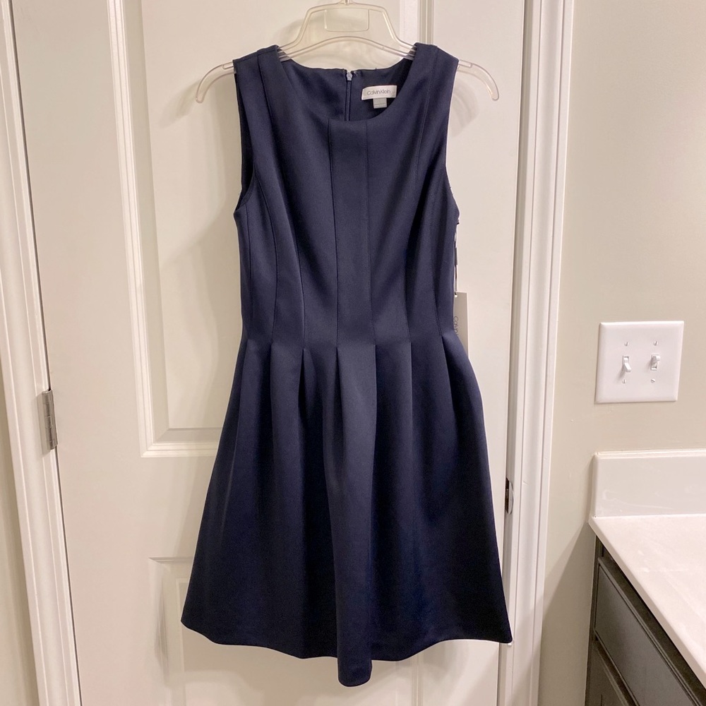 Calvin Klein Women's Pleated A-Line Scuba Dress